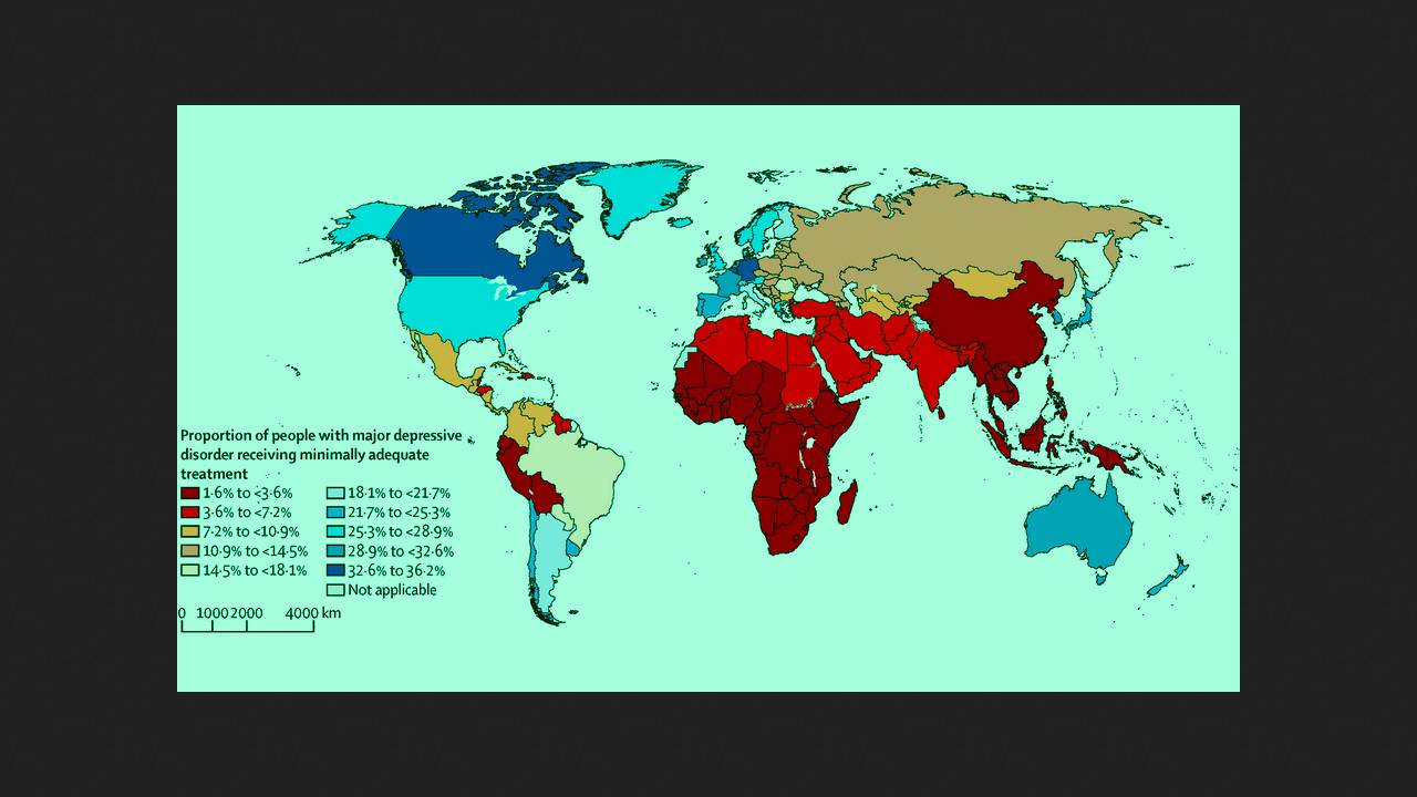 Dziewięciu na stu pacjentów na świecie otrzymało minimalne leczenie z powodu ciężkiej depresji